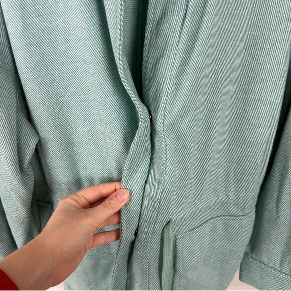 Lands’ End Teal Aqua Knit Snap Front Lightweight Jacket Size 1X - Picture 9 of 11